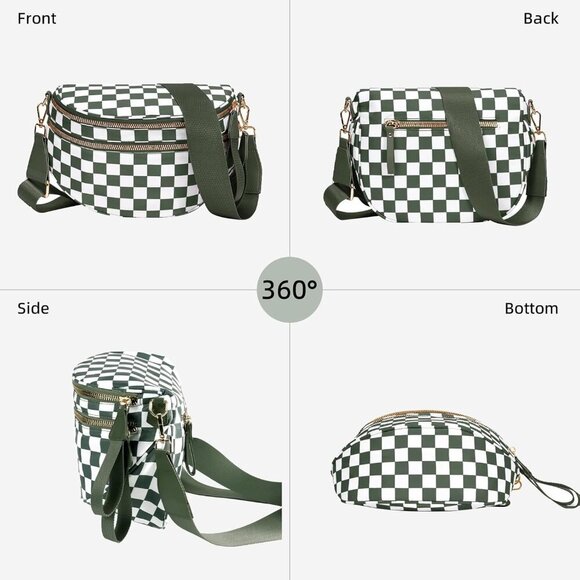 Spacious Nylon Checkered Purse with Adjustable Strap for Every Occasion - Picture 5 of 6